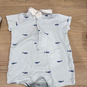 Janie and Jack White and Blue Whale One Piece